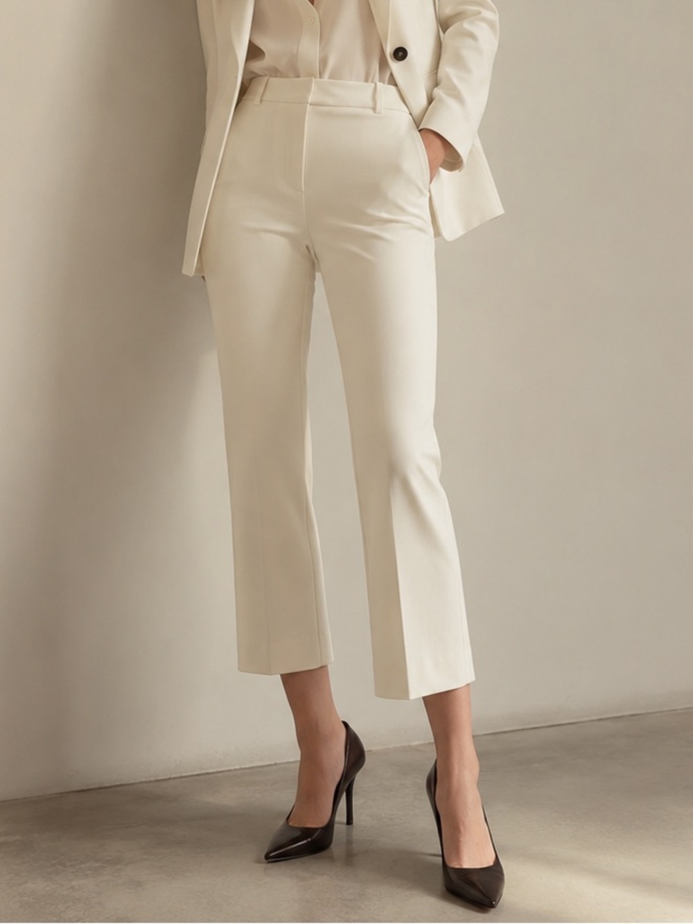 NWT Derek Lam 10 Crosby Crosby Crop Flare Pants Soft White